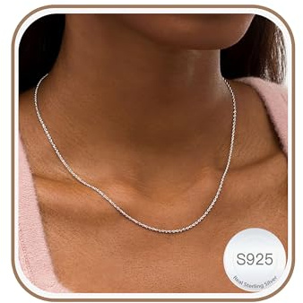 Esrael 925 Sterling Silber Solide 1.5mm/2mm Kordelkette/Curb Halskette für Frauen, Robuste Nicht Verblassende Silberkette Damen Schmuck Geschenke für Frauen 18/20/22 Zoll mit 2-Zoll-Verlängerungskette