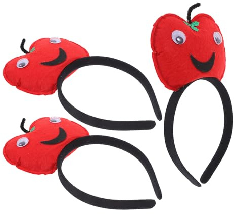 TOYZFRIENDY 3 Stück Teiliges Apfel Haarreif Weiche Polyester Haarschmuck für Mädchen und Frauen Flexible Karneval Obst-haarreifen Langlebig und Komfortabel Vielseitig für Kostümfeste und