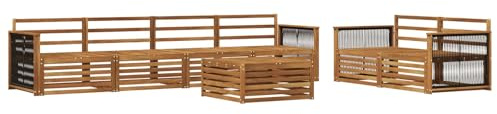 vidaXL Outdoor-Sofagarnitur 7 pcs Natur Massivholz Akazie, Garten-Lounge, modernes Outdoor-Sofa, modulares Set für Terrasse, Bequeme Sitzmöbel