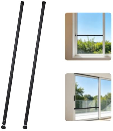 MIGUBIGU Barra de Seguridad para Puertas y Ventanas, Ajustable de 45-128 cm | Barra Seguridad Puerta, Protección Antirrobo, para Puertas y Ventanas Correderas (Negro, 2 unidades)