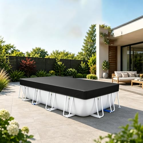 Copertura per Piscine Fuori Terra Rettangolari 2 x 4 m Impermeabile, Antipolvere Telone Impermeabile per Piscina Fuori Terra per Telaio Rettangolare per Piscina, Nero