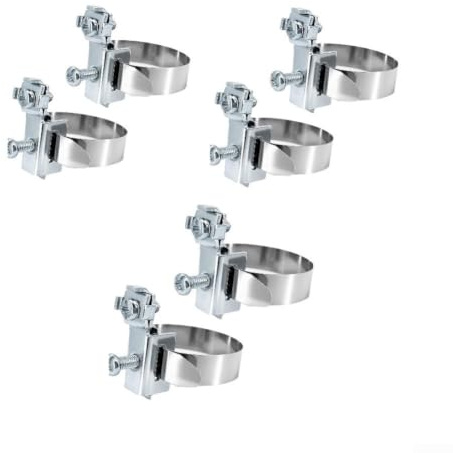 Morsetto di messa a terra zincato 8-52 mm per protezione da fulmini, morsetto di messa a terra zincato (6 pezzi) | Acciaio inossidabile, zincato galvanizzato, diametro 8-52 mm, protezione da fulmini, ambienti umidi