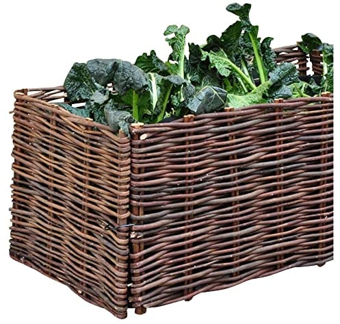 NOOR Hochbeet aus Weide (100 x 40 x 40cm) I Einfach zu montierende Pflanzbox I Kleines Gemüsebeet mit Tasche für einen einfachen Transport
