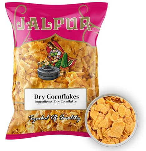 Dry Cornflakes – 100g | Jalpur Brand | Fry-Ready Corn Flakes for Chevda, Namkeen, Crispy Coatings & Indian Snack Mixes | Made from Premium Milled Corn for Enhanced Crunch After Frying