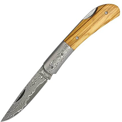 Haller Unisex – Erwachsene Damast-Taschenmesser Olivenholzgriff, braun, one Size