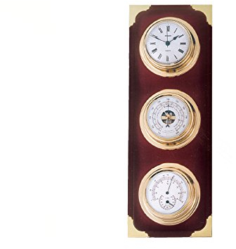 Nautische Wetterstation, Barometer und Wetterstation, mit Uhr, Barometer, Nautisches Thermometer, 35 cm, spanische Barometer-Texte