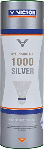 VICTOR Nylon Federball Shuttle 1000 6er Dose, Weiß / Rot