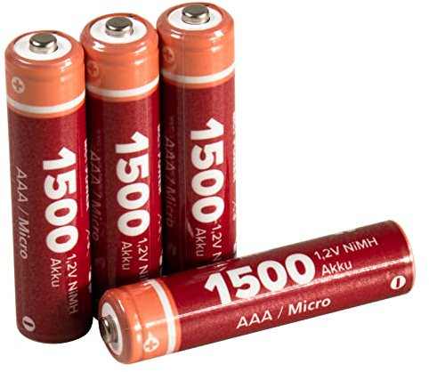 McPower Micro-Akkus AAA NiMH 1,2V | 4er-Pack | 1000x wiederaufladbar | geringe Selbstentladung | cadmiumfrei | ideal für Geräte mit 1,5V Micro-Batterien