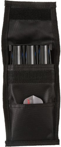 Casemaster Single Black Dart Case with Solid Plastic Insert and Flexible, Tough Nylon Covering, Holds 3 Steel Tip and Soft Tip Darts, Hard Shell Keeps Flights in Perfect Shape