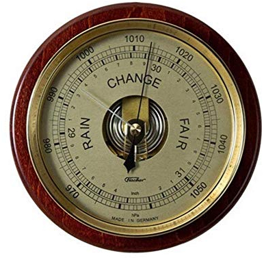 Fischer Barometer Messing 110 x 84 mm, Holz, Mehrfarbig, Einheitsgröße