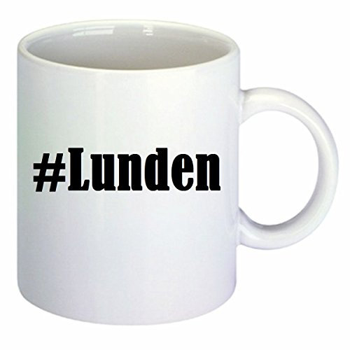 Kaffeetasse #Lunden Hashtag Raute Keramik Höhe 9,5cm ? 8cm in Weiß