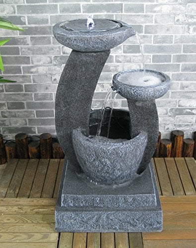 Wehmann Fontaine Solaire Fontaine Solaire Cascade Jardin Fontaine Cascade Ensemble Complet pour Jardin et Terrasse Jour et Nuit ! avec Externe Installation Solaire ! ✔ Neuf