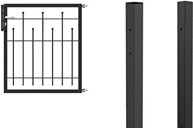 Alberts 508555 Einzeltorset Madrid, zum Einbetonieren | verschiedene Höhen - wahlweise in verschiedenen Farben | anthrazit-metallic | Höhe 80 cm | Breite 1 m