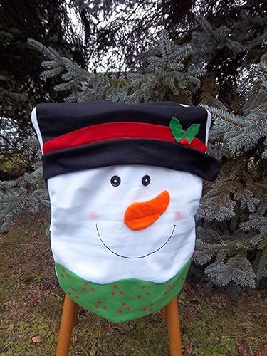 Weihnachtsmann + Schneemann-Stuhl-Husse-Set Stuhlhusse,Weihnacht-Nikolaus-Mütze,Weihnachts-Deko-Fest-Tags-Schmuck vom Sachsen Versand