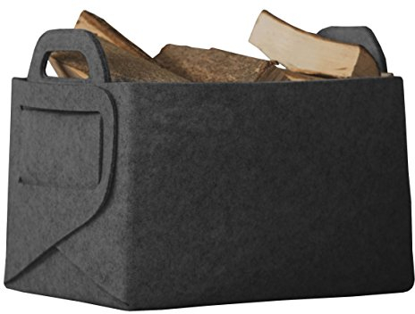 Rubberneck Allzweckkorb aus Filz, Faltbare Aufbewahrungstasche mit Zwei Henkeln, Maße: 36 x 25 x 23 cm, Anthrazit