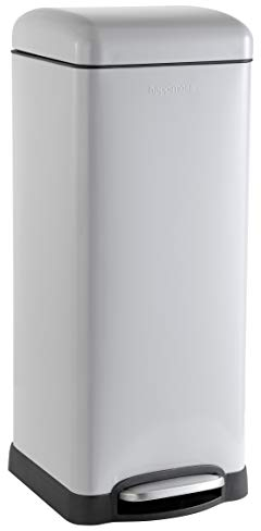 happimess HPM1007C Offener robuster Stahl-Tret-Mülleimer mit Absenkautomatik, für Zuhause, Büro, Küche, 20 l, Grau