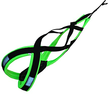 LASALINE Hunde Zuggeschirr X Back für Canicross Hundesport Dogscooter Bikejöring Schlitten in Schwarz Neongrün