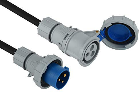 Electraline 46142 Prolunga in Gomma Presa Industriale IEC Spina a 3 Poli Adatta per Camper, Campeggio, Caravan, Barca, cantiere-IP67, Sezione Cavo 3G1.5mm, 10 mt