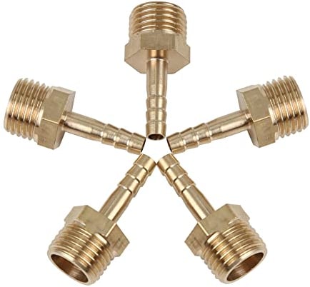 X AUTOHAUX 4mm Tubo Flessibile ID x 1/4'' NPT Maschio Ottone Raccordo Portagomma per Auto 5pz