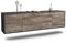 Dekati Lowboard Orlando hängend (180x49x35cm) Korpus anthrazit matt - Front Holz-Design Treibholz - Push to Open