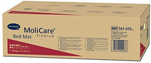 MoliCare Premium Bed Mat 7 Tropfen: Bettschutzeinlage mit saugfähigem Kern aus Zellstoff-Flocken, 60x90 cm, 4x25 Stück