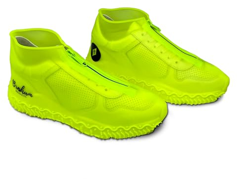 Broham Regenschutz Schuhe - wasserdichte Silikon Überschuhe für Damen & Herren in stylischen Farben | Regen Schuhüberzieher - Fahrrad Regenbekleidung wasserdicht (Neon-Gelb (Größe:M))
