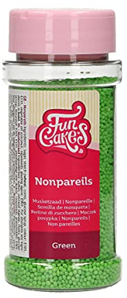 FunCakes Nonpareils Grün: Kuchenstreusel, großartiger Geschmack, perfekt zum Dekorieren von Kuchen. 80 g.