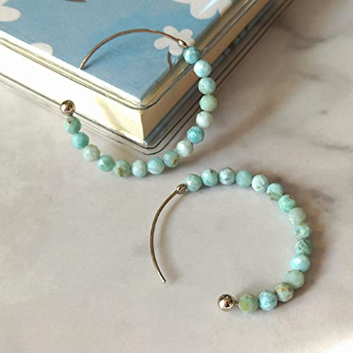 925 Sterling Silber Ohrring Echt Türkis Labradorit Larimar Creolen Für Frauen Schmuck