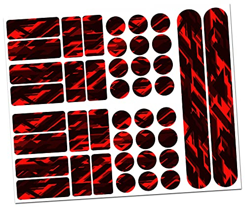 Finest Folia 34 Teiliges Fahrrad Rahmen Schutzfolie Folie Aufkleber Schutz MTB BMX Kette Lackschutzfolie R159 R160 (12 Future Neon Rot)