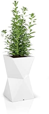 FORVEGA, Valencia, Hoher Blumentopf mit Ablage, Modernes Design, Langlebig, Frost- und UV-beständig, Polyethylen, Weiß, 70 cm