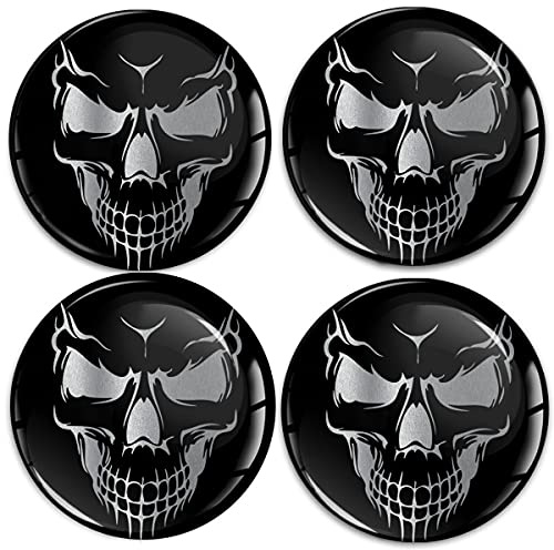 SkinoEu Aufkleber Autoaufkleber für Radkappen Nabenkappen Nabendeckel Radnabendeckel Rad-Aufkleber 68mm Schwarz Totenkopf Schädel A 9268