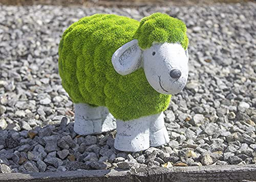 Garden Mile Gartendekoration mit Schaf, beflocktes Gras und Stein-Effekt, Tierstatuen und Skulpturen, ganzjährig, wasserdicht, Gartendekorationen für Blumenbeete, Terrasse, Rasen, Hof