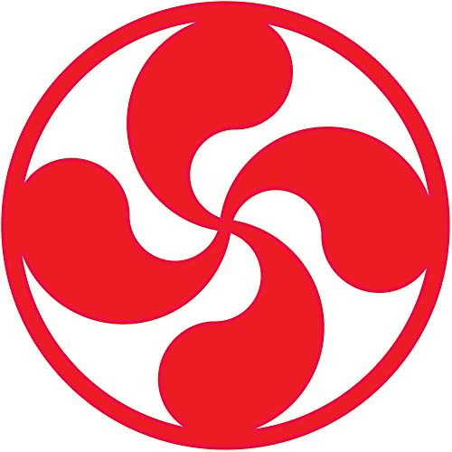 Croix basque Lauburu rond autocollant sticker adhésif Pays Basque logo3 (Rouge, 12 cm)
