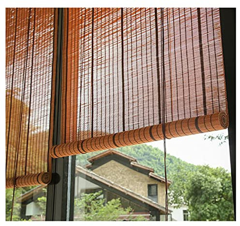 SHUITUKOUU Bamboo Shades For Doors,Natural Roman Curtain,Blackout Bamboo Window Shades,Outdoor Woven Wood Roller Shades,for Windows,Balcony,French Doors,Dining Hall,Indoor,W70xH140cm/28x55in