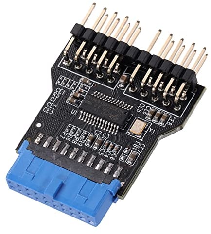 MZHOU USB 3.0 9PIN a USB2.0 9PIN Tarjeta Adaptador de Enchufe del Panel Frontal, USB 3.0 Placa Base 19PIN a Doble Tarjeta de xpansión de Interfaz de 9 Pines