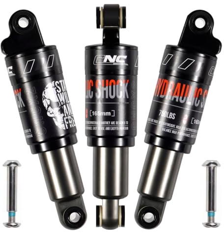 CNCLOL Amortiguador Trasero Bicicleta,Amortiguador Hidráulico 120mm 125mm 150mm 165mm 185mm 190mm 200mm, Suspensión Trasera Bici para Montaña,Scooter,Patinete Electrico,ebike,Eléctrica,165x750Lbs.