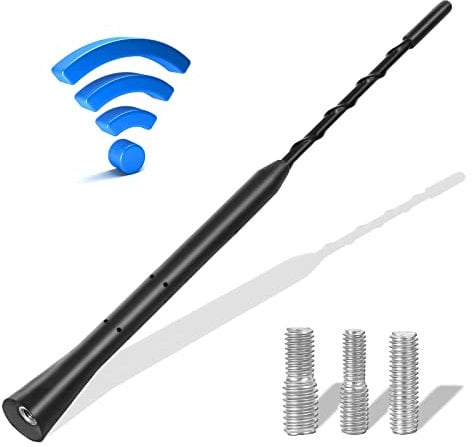 Universal Car Antenna Replacement, Car Roof Aerial Mast AM/FM/DAB Roof Car Radio Antenna Aerial Mast, Rod Car Signal Antenna, Aerial Mast Antenna Roof Screw in Type, Screws M4 M5 M6, 23cm/9 inch Black