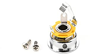 Alnicov Guitar Electrosocket Plate with Socket 6.35mm 1/4 Chrome for Tele with Screws Electric Guitar Jack Output Plate