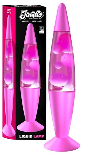 Jambo Lampe liquide avec cire qui coule comme de la lave, lampes froides, veilleuses pour enfants, adultes, adolescents (16, base rose, liquide rose, cire blanche)