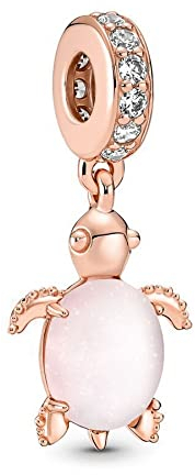 Lkwidi Charme Rose Gold Rosa Meeresschildkröte Dangle Charms-Anhänger 925 Sterling Silber Charm Bead Pendant für Europäische Armbänder und Halsketten
