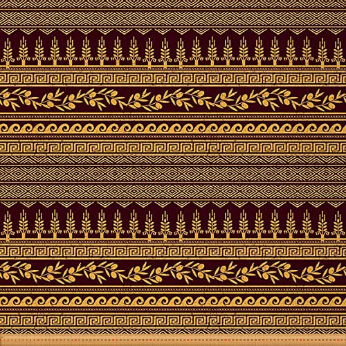 Loussiesd Exotischer Ethno Stoff von der Werft antikes griechisches Thema Polsterstoff für Stühle und Heimwerkerprojekte Klassische Oliven Weizen dekorativer wasserdichter Stoff 92x150cm orange/braun
