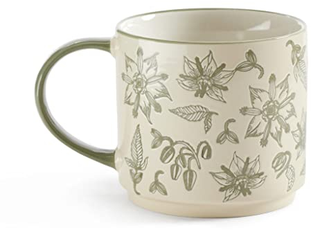 Miquelrius - Taza cerámica decorada, Taza con asa, Medidas 95 x 95 x 80 mm, Colección Vintage Lily, Flores