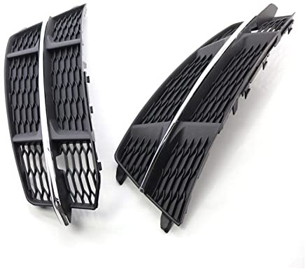 Yucss Für Audi A6 C7 S-Line 2014-2018 Frontstoßstange Untere Seite Kühlergrill Nebelscheinwerfer Schatten Nebelscheinwerfer Kühlergrill Hauben Schwarz Chrom