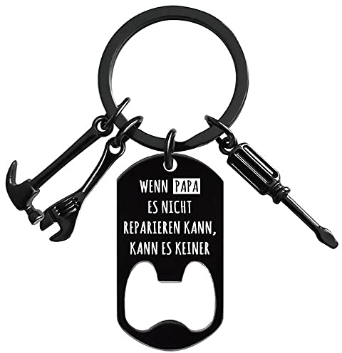 Bier Geschenke für Männer, Bester PAPA der Welt Bier Flaschenöffner Schlüsselanhänger mit Gravur, Männertag Papa Geschenk für Vater Herrentag Vatertag Geburtstag Weihnachten (Schwarz PAPA 02)