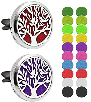 2 pieces of car aromatherapy diffuser, essential oil diffuser, suitable for car home office, with 20pcs replacement felt