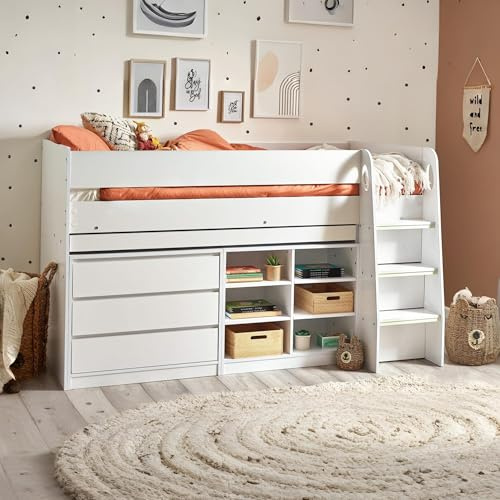 Julian Bowen Vespa Midsleeper, Single, White - H116 x W97 x D196cm