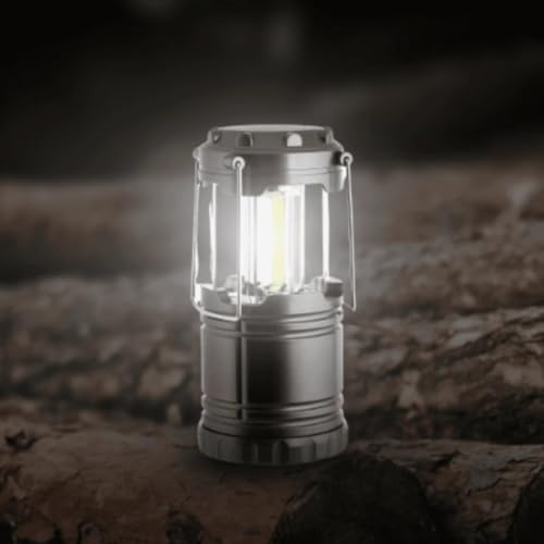 Garden Mile LED Camping Lantern - Hanging 3 COB Lights 260 Lumens - Collapsible Battery Operated Torch - Weather-Resistant, 8-Hour Runtime - Portable Light for Hiking and Emergency Use