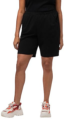 Ulla Popken Damen Jerseyshorts, Taschen, Elastikbund Bermuda, Schwarz, 58/60