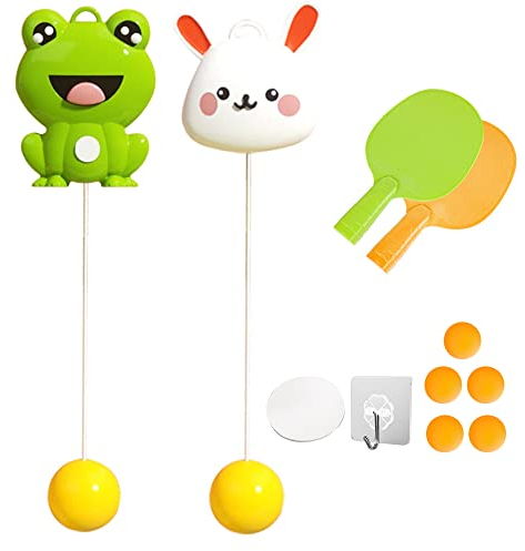 WondFans Sonatiby Tischtennis-Trainer-Set zum Aufhängen für den Innenbereich fünf Tischtennisbälle (Kaninchen)