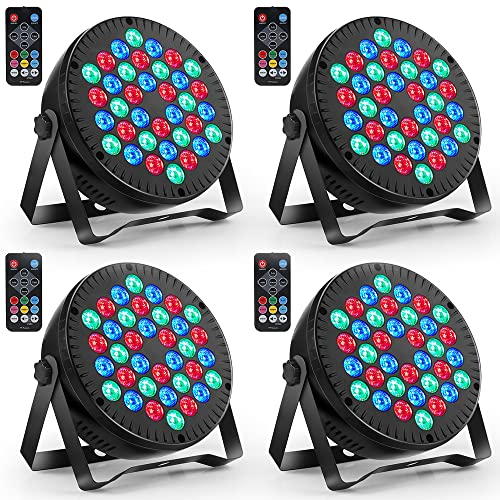 Partylicht, Led Strahler RGB DJ Licht Party Beleuchtungen LED Par Bühnenlicht mit DMX-Schnittstelle und Fernbedienung, 4er Set